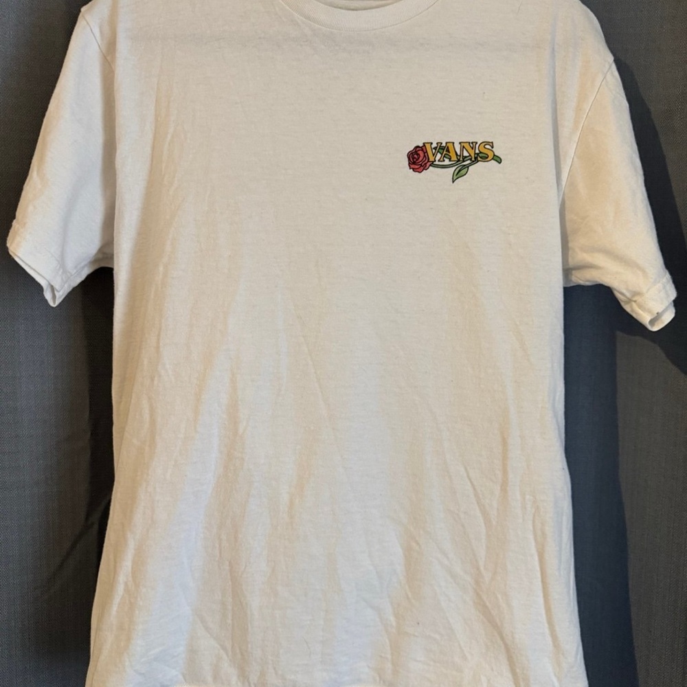 Vans White T-Shirt with Rose Embroidery